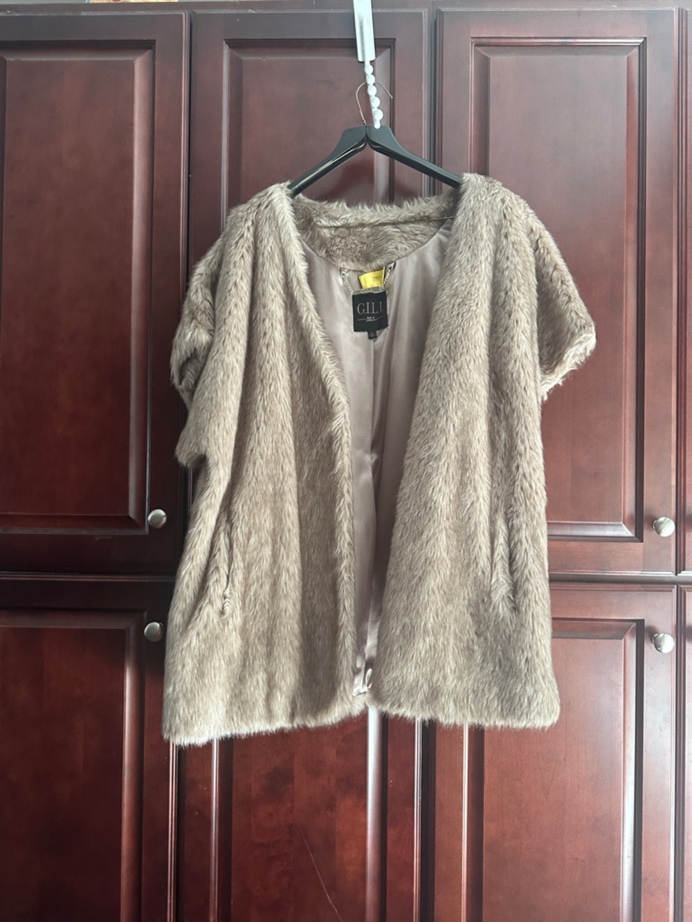 G.I.L.I. Tan Vest with Satin Inner Lining Jacket  size 16